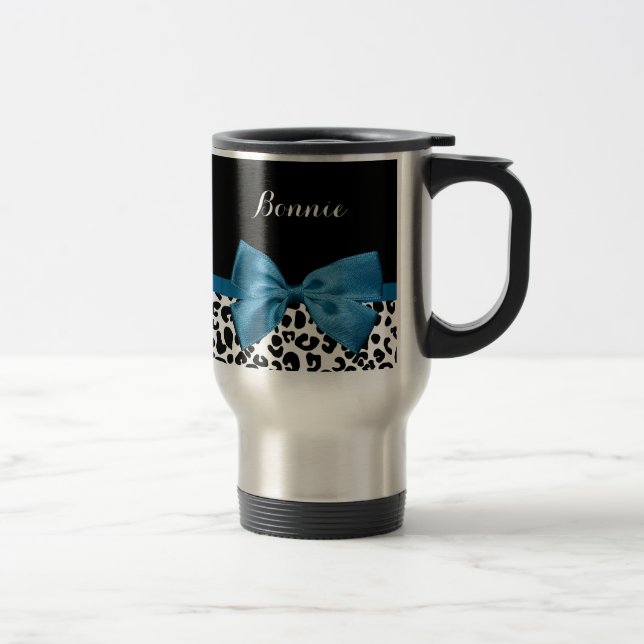 Taza De Viaje Nombre Giro Leopardo Imprimir Bonito Cobalt Azul C (Derecha)