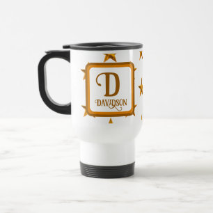 Taza De Viaje Nombre inicial de la familia de oro del Naranja de