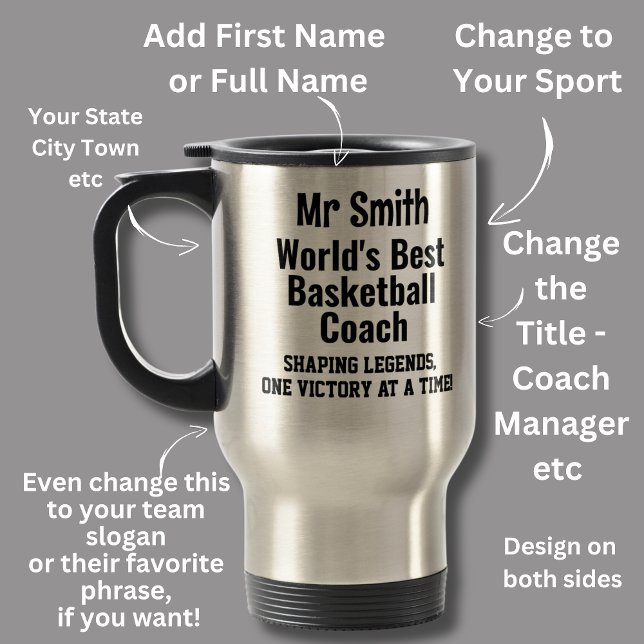 Taza De Viaje Nombre, mejor entrenador de básquetbol del mundo (Subido por el creador)