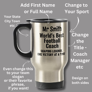 Taza De Viaje Nombre, mejor entrenador de fútbol del mundo