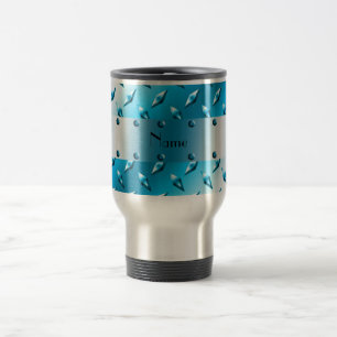 Taza De Viaje Nombre personalizado acero de placa de diamante az