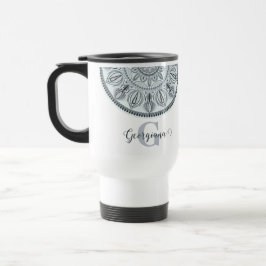 Taza De Viaje Nombre personalizado Armonía floral Gris Monotone