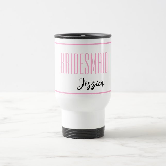 Taza De Viaje Nombre personalizado Bridesmaid Travel Mug (Centro)