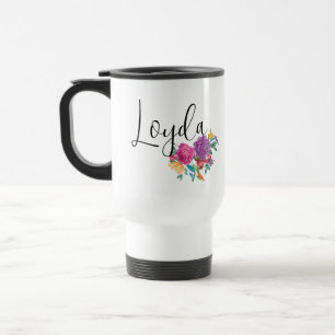 Taza De Viaje Nombre personalizado Bright Fiesta Floral