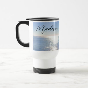 Taza De Viaje Nombre personalizado del océano azul esparcido