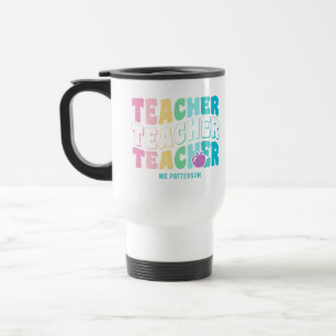 Taza De Viaje Nombre personalizado del profesor de colores del a