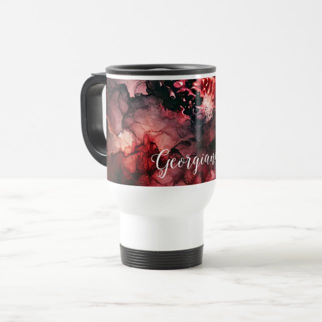 Taza De Viaje Nombre personalizado Eerie Bloon Moon Halloween Al (Anverso izquierdo)