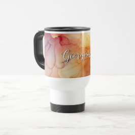 Taza De Viaje Nombre personalizado Engranaje Raspberry Floral Al