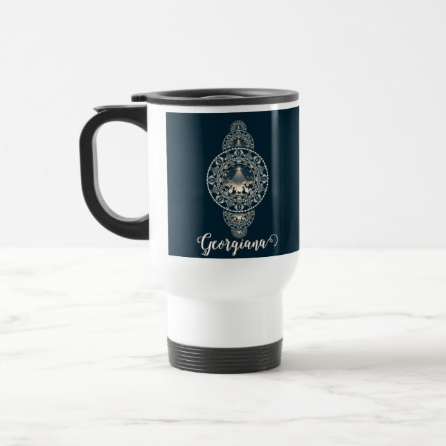 Taza De Viaje Nombre personalizado Estrella sagrada del Mandala  (Izquierda)