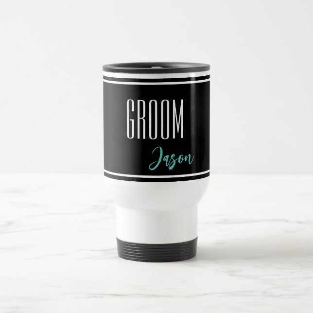 Taza De Viaje Nombre personalizado Groom Travel Mug (Centro)