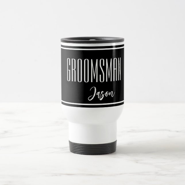 Taza De Viaje Nombre personalizado Groomsman Travel Mug (Centro)