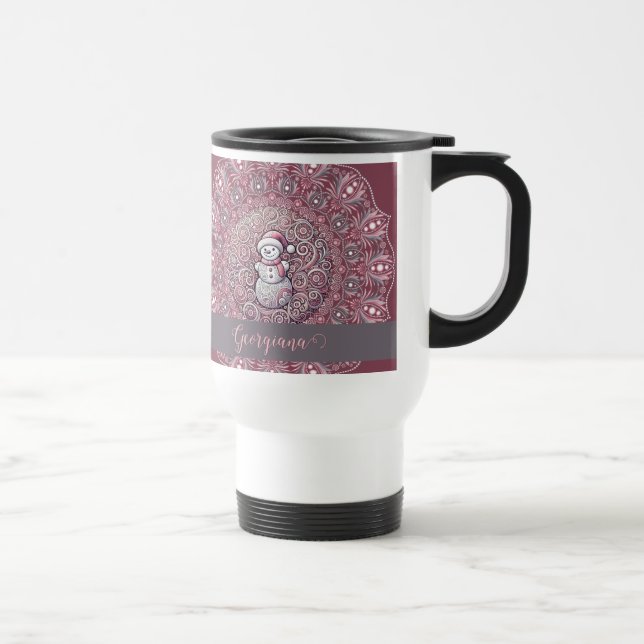Taza De Viaje Nombre personalizado lindo Manala singulares rosad (Derecha)