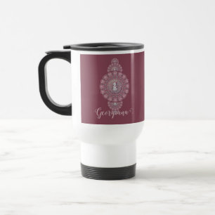 Taza De Viaje Nombre personalizado Mandala ornamental de Snowman
