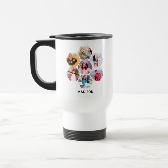 Taza De Viaje Nombre personalizado moderno de varios Collages de (Izquierda)