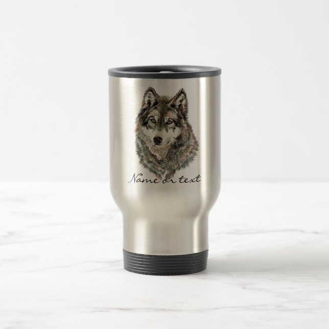Taza De Viaje Nombre personalizado o acuarela de texto Animal (Centro)