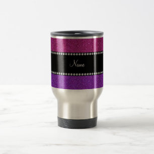 Taza De Viaje Nombre personalizado purpurina rosado púrpura