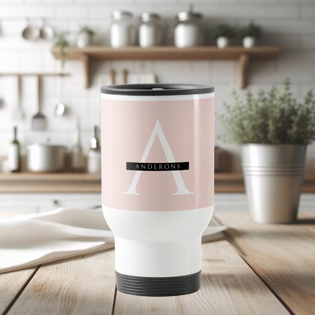 Taza De Viaje Nombre personalizado rosa pastel minimalista (Subido por el creador)