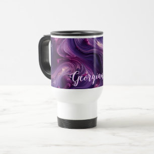 Taza De Viaje Nombre personalizado Vibrante Purple Paint Efecto