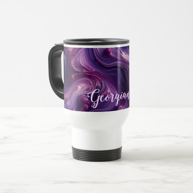Taza De Viaje Nombre personalizado Vibrante Purple Paint Efecto (Anverso izquierdo)