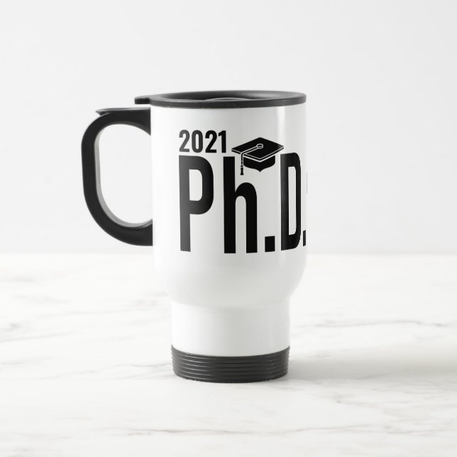 Taza De Viaje Nombre personalizado y año Ph.D.  (Izquierda)
