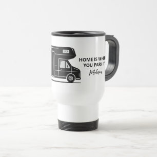 Taza De Viaje Nombre personalizado y furgoneta camper texto
