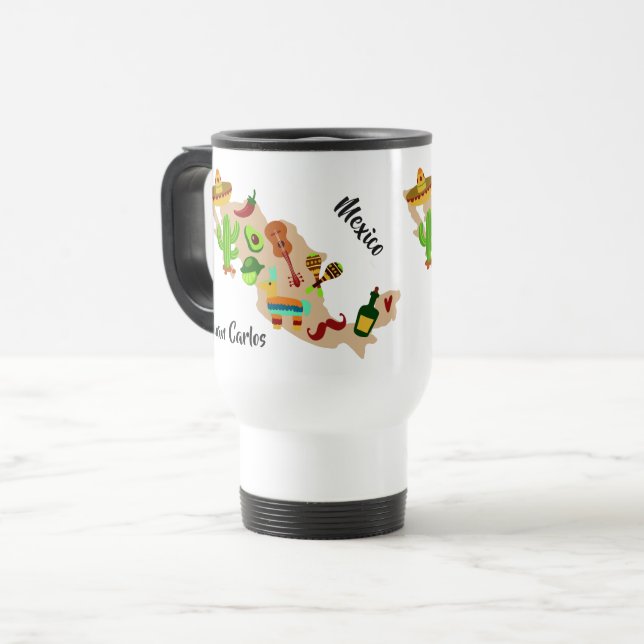 Taza De Viaje Nombre y texto personalizados MÉXICO mapas cultura (Anverso izquierdo)