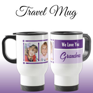 Taza De Viaje Nos encanta que tu abuela agregue fotos en blanco 