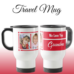 Taza De Viaje Nos encanta que tu abuela agregue fotos en blanco 