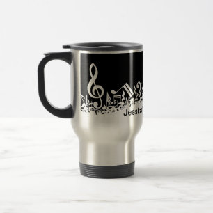 Taza De Viaje Notas musicales embarulladas blancas