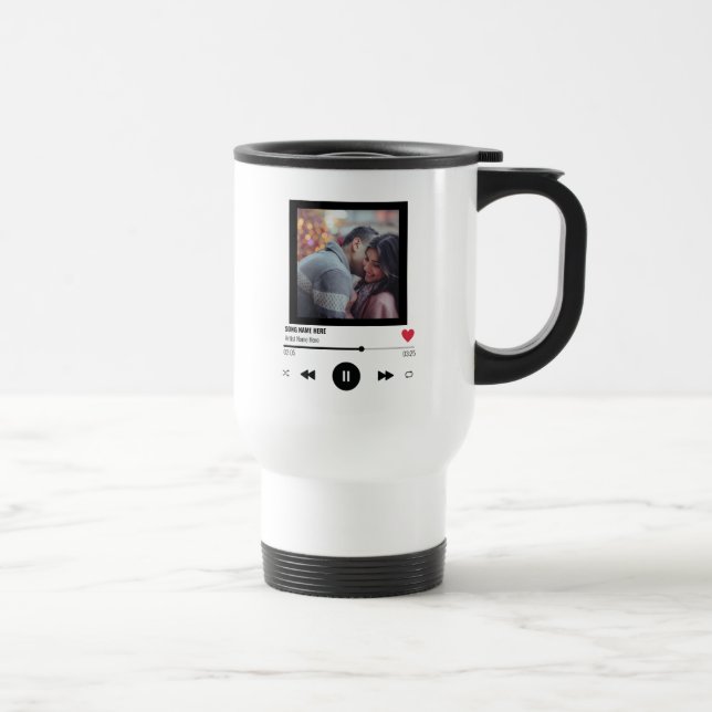 Taza De Viaje Nuestra canción Aniversario de la foto Personaliza (Derecha)