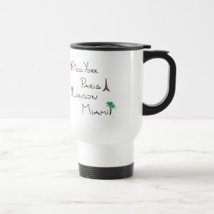 Taza De Viaje Nueva York, París, Londres, Miami
