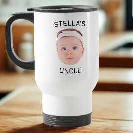 Taza De Viaje Nuevo Tío Gift Mug, Personalizado Baby Face Photo 