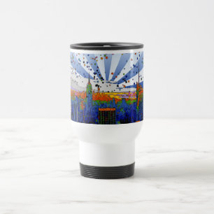 Taza De Viaje NYC psicodélico: Vista panorámica de línea aér
