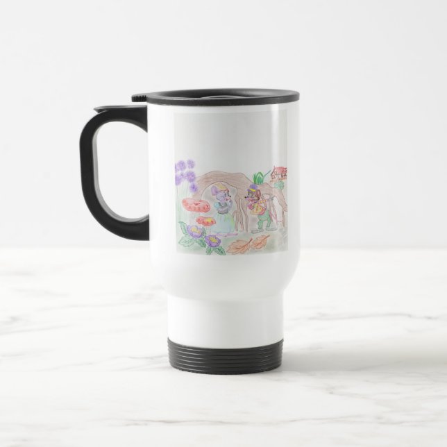 Taza De Viaje Obras de arte de niños personalizados, dos ratones (Izquierda)