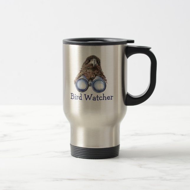 Taza De Viaje Observador de aves vigila el humor animal acuarela (Derecha)