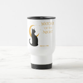 Taza De Viaje Observador de la noche - Gato negro de Halloween