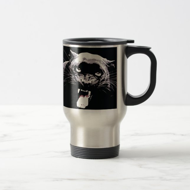 Taza De Viaje Ojos Jaguares blancos y negros (Derecha)