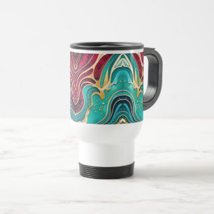 Taza De Viaje Olas doradas Fluid Art Coffee Mug