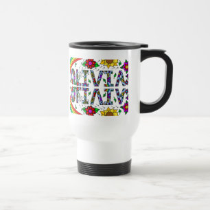 Taza De Viaje Olivia, arte digital, flores caprichosas