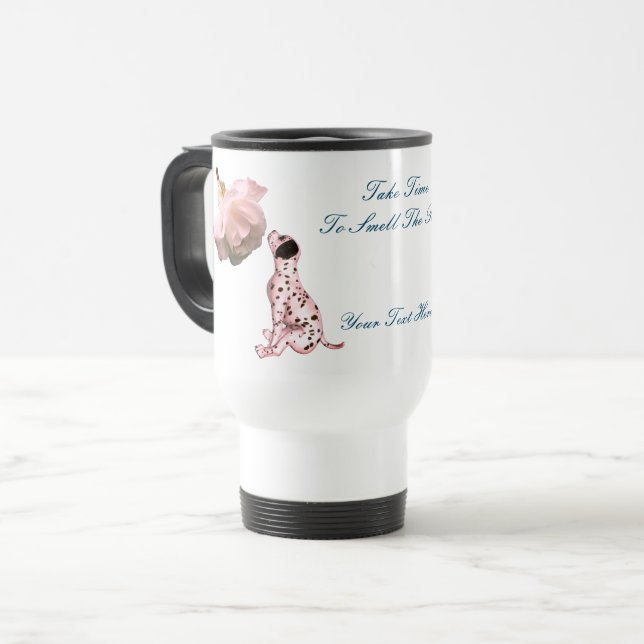 Taza De Viaje Olores Los Rosas Cachorro Inspiradores Personaliza (Anverso izquierdo)