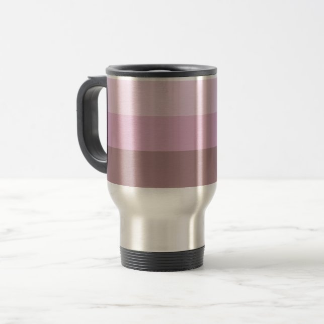 Taza De Viaje Ombre rayado rosado púrpura (Anverso izquierdo)