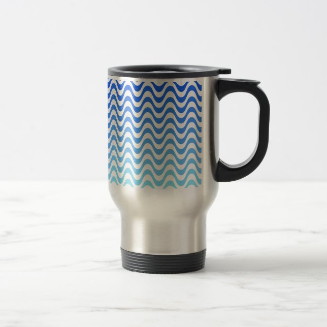 Taza De Viaje Ondas azules degradadas (Derecha)