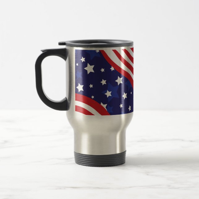 Taza De Viaje Ondas de Estrellas y Barras (Izquierda)