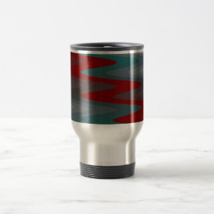 Taza De Viaje ondas gris burgundy azul verdoso