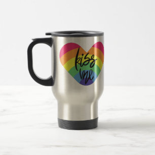 Taza De Viaje Orgullo. Bésame. El amor es justo.