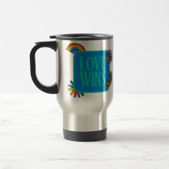 Taza De Viaje Orgullo- el amor gana. Gay rainbow lgbtq (Izquierda)
