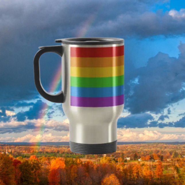 Taza De Viaje Orgullo en marcha: Bandera arco iris (Subido por el creador)