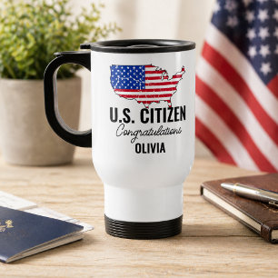 Taza De Viaje Orgulloso nuevo ciudadano estadounidense – Mapa am