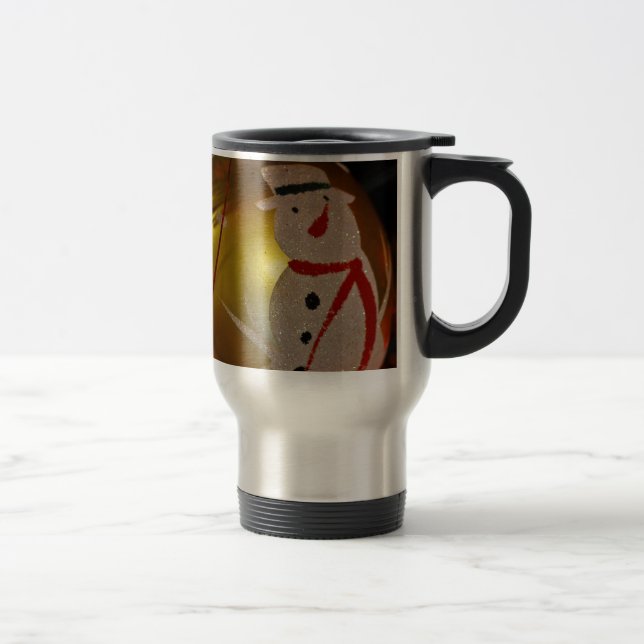 Taza De Viaje Ornamento de Snowman espumoso (Derecha)