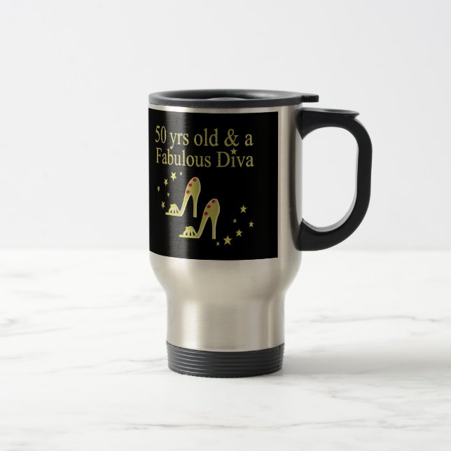 TAZA DE VIAJE ORO 50 Y FABULOUS DIVA DISEÑO (Derecha)